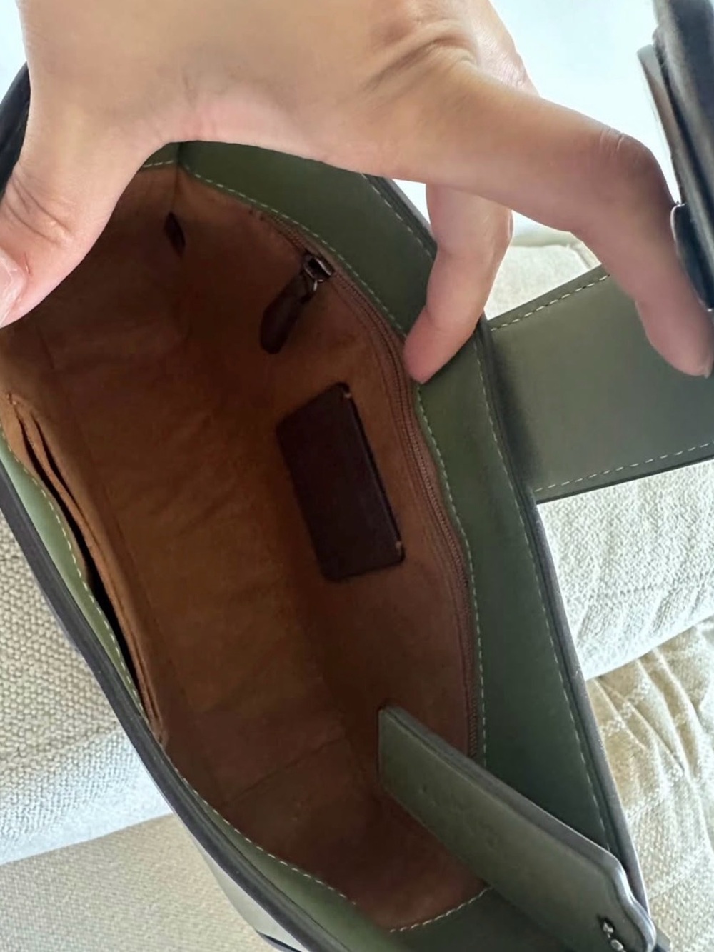 Coach Eliza Sage Green Leather Shoulder Bag - Picture 6 of 6